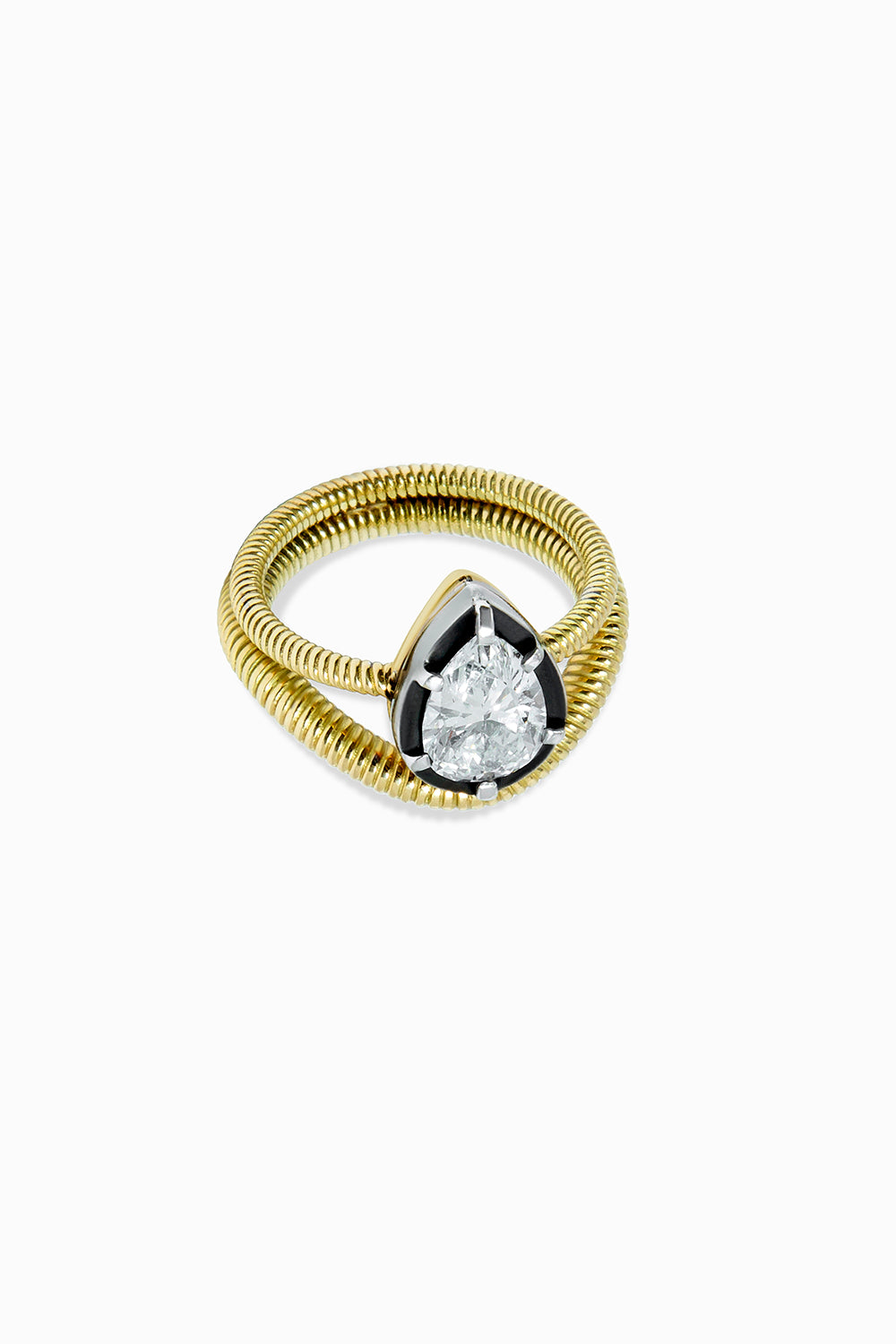 Pear solitaire ring