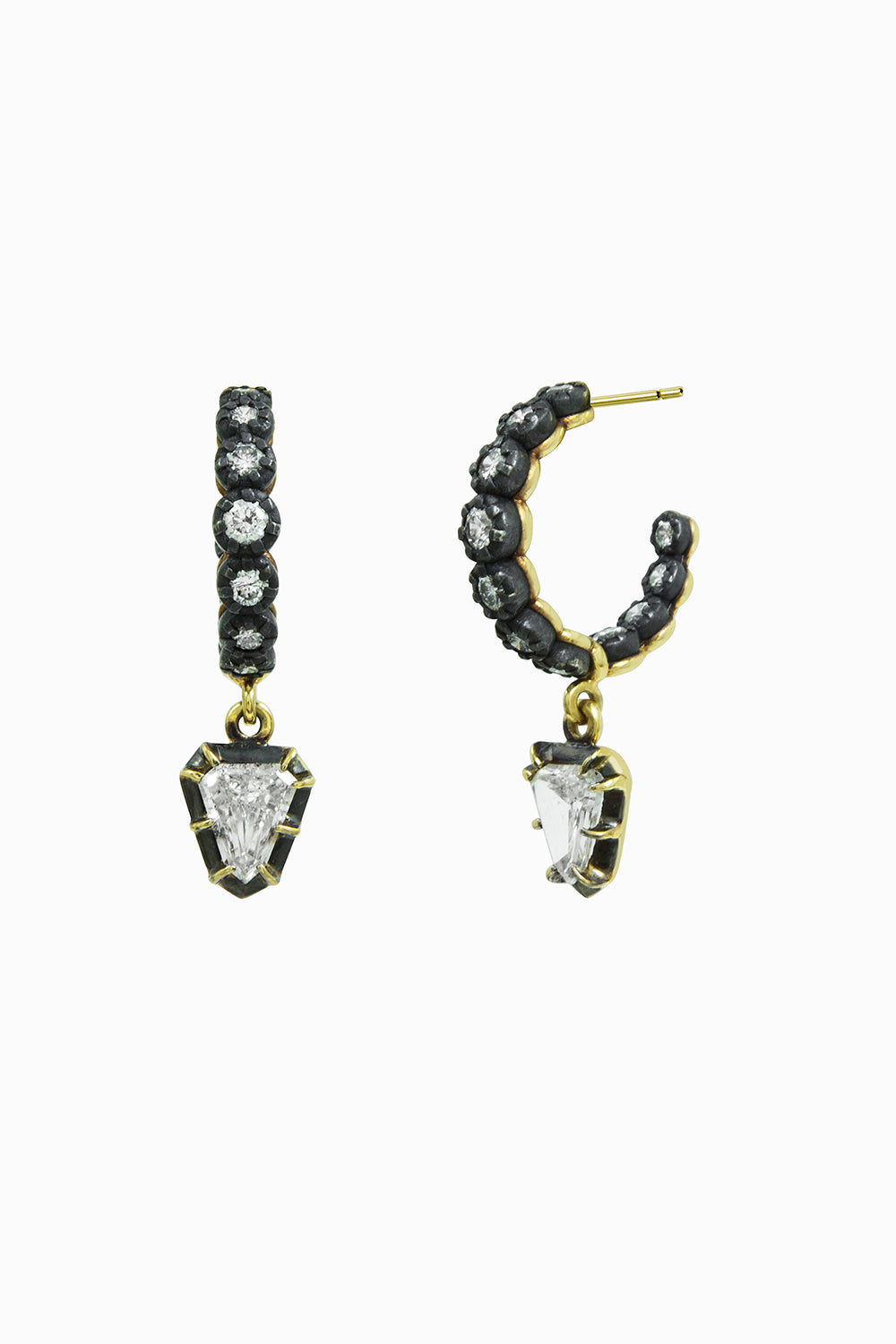 Midnight hoop earrings with kite diamond