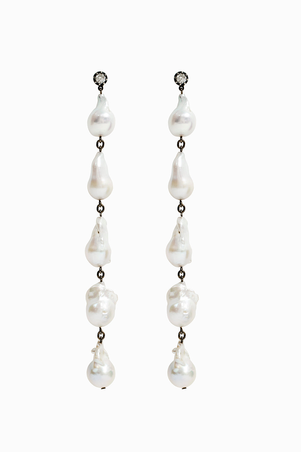 Pearls & Midnight long earrings