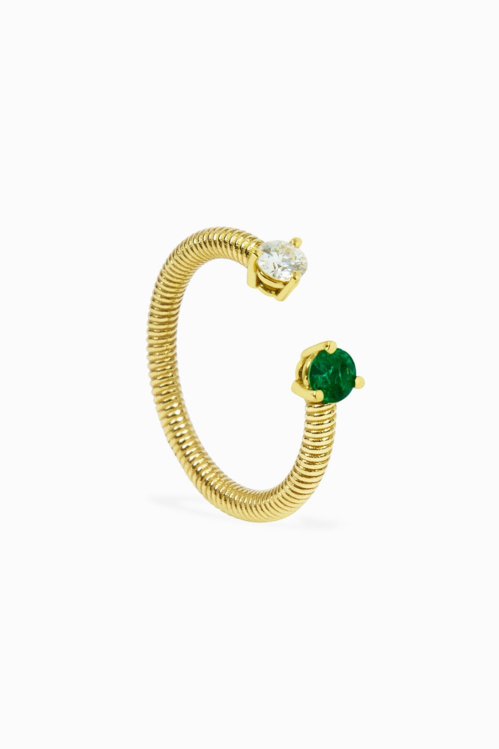 Open Cabo ring diamond & emerald
