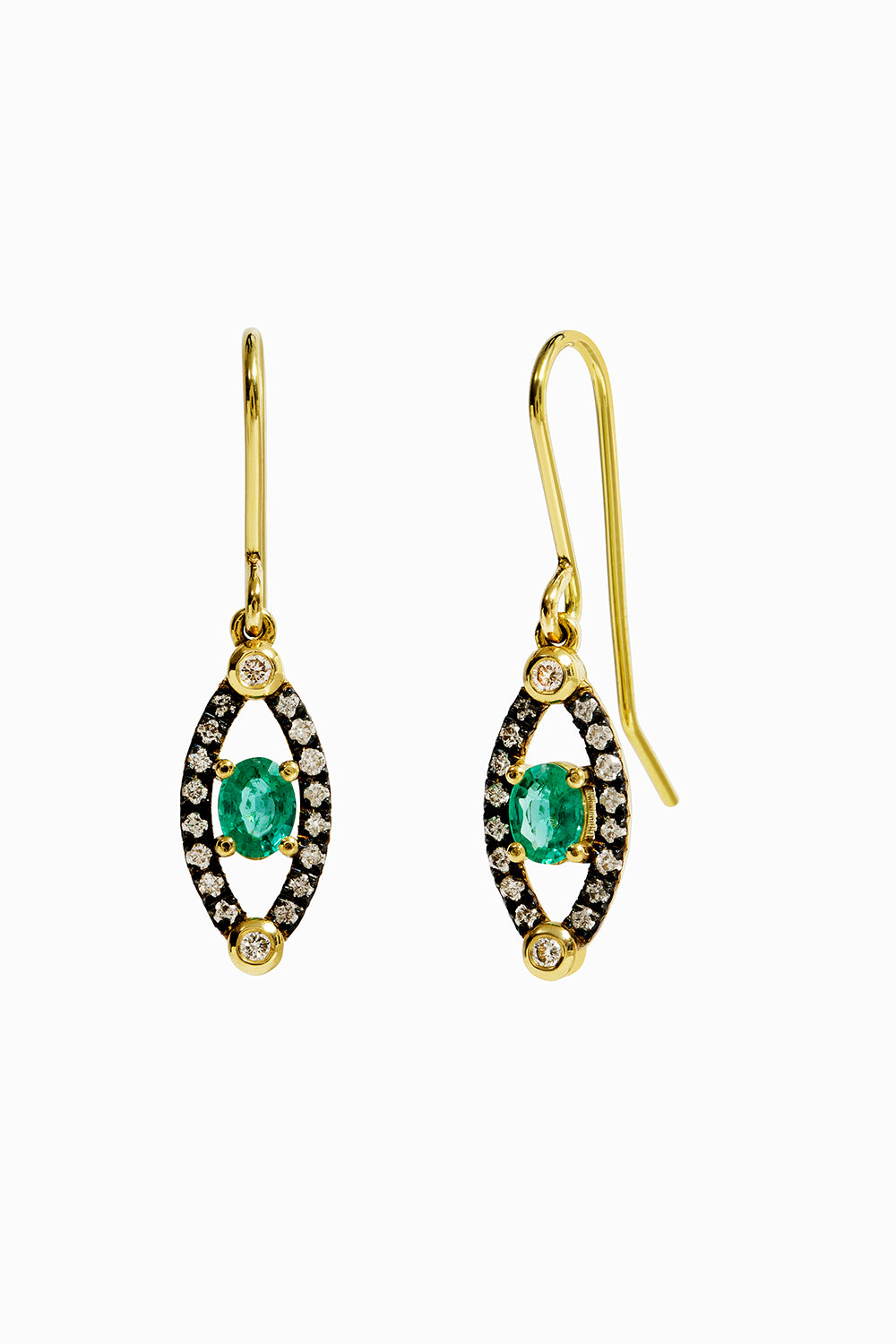 Eye emerald hook earrings