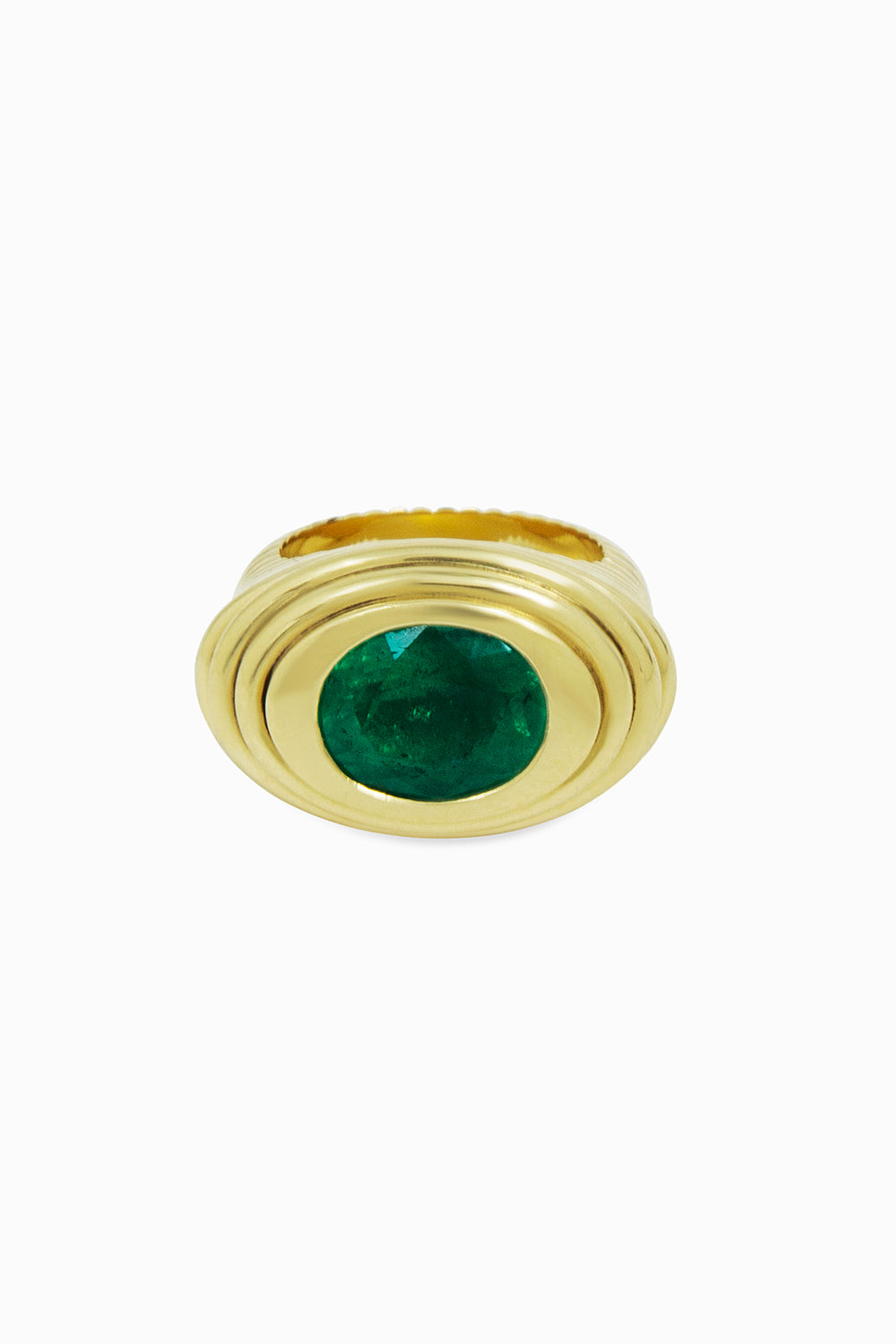 Pinky gold emerald ring