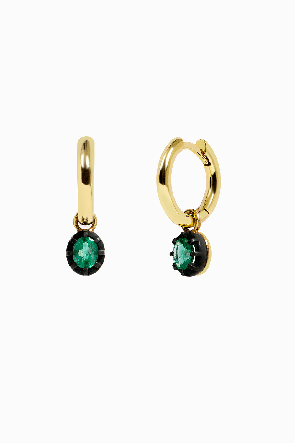 Emerald hoop earrings