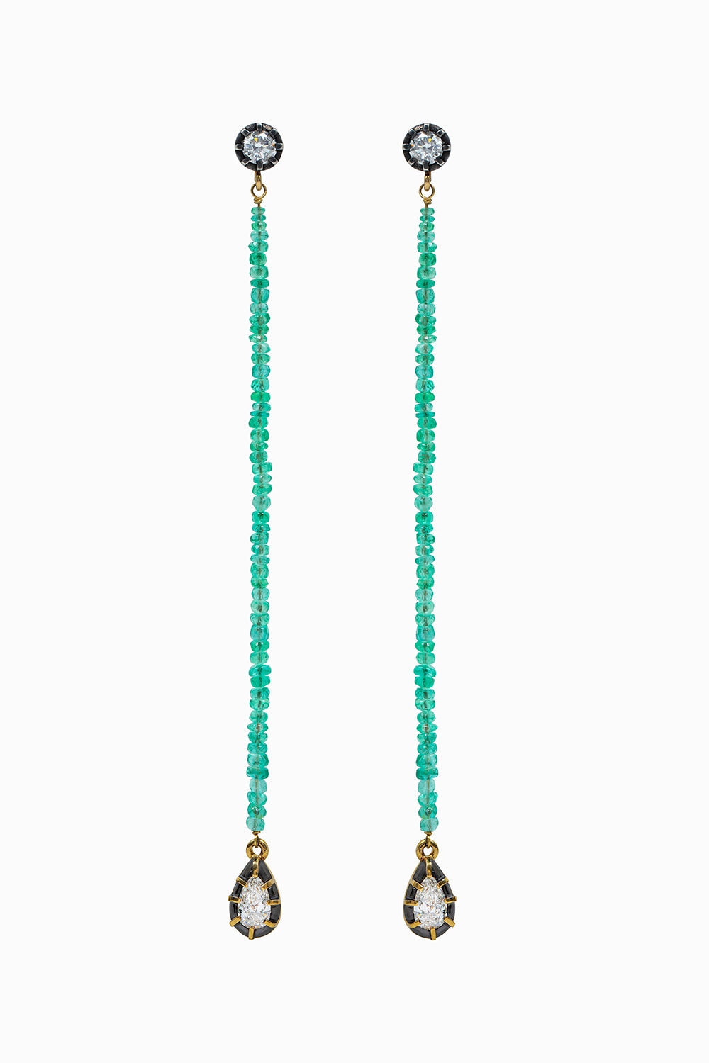 Pendientes beads esmeraldas
