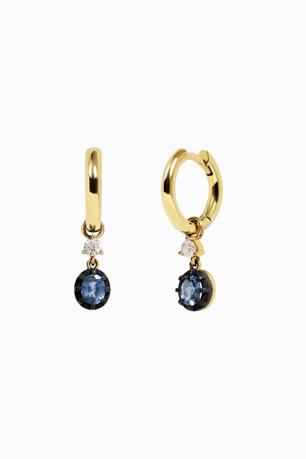 Sapphire and diamonds hoop earrings