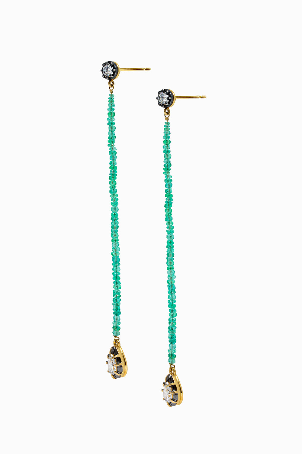 Pendientes beads esmeraldas