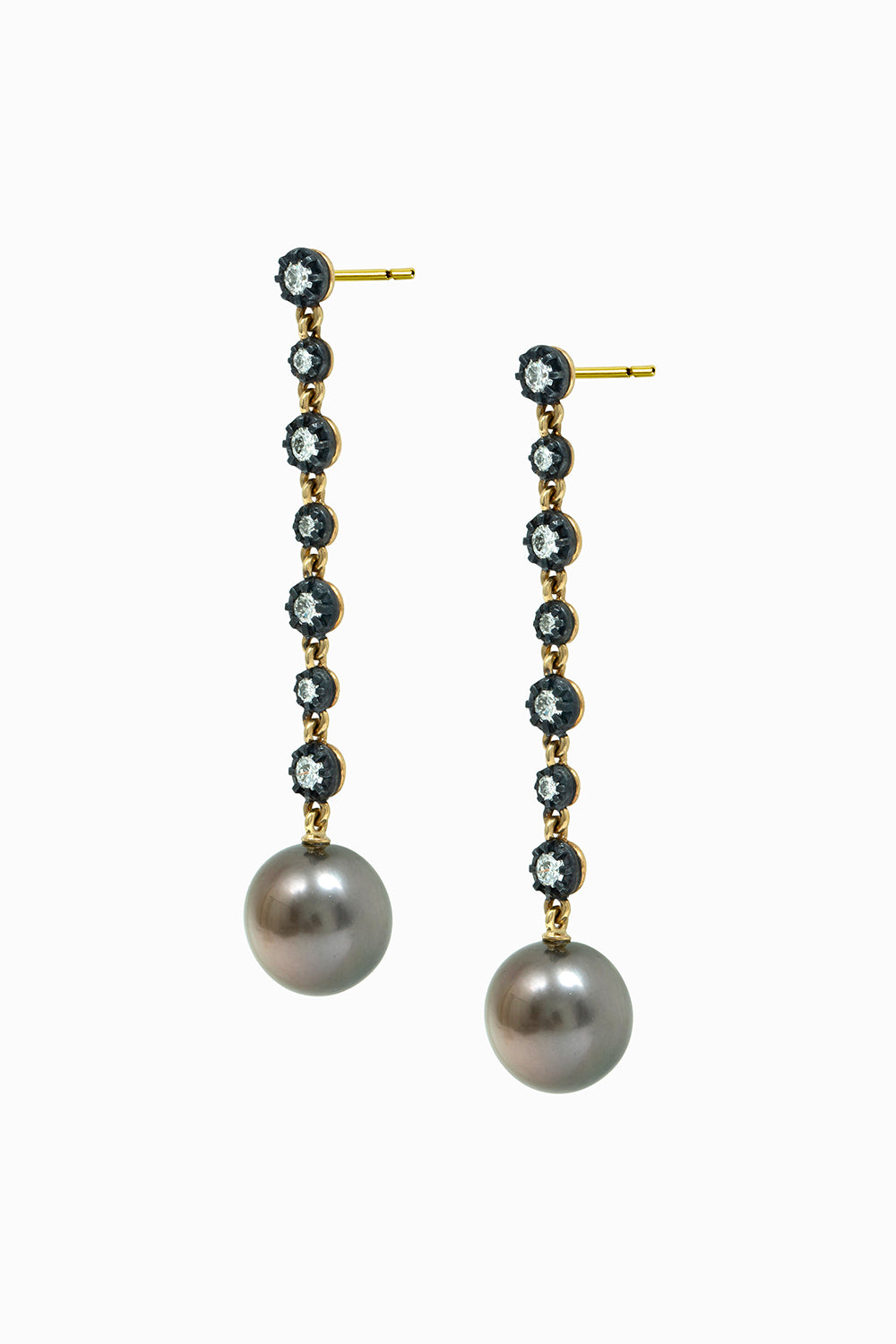 Pendientes Midnight & perlas marrones