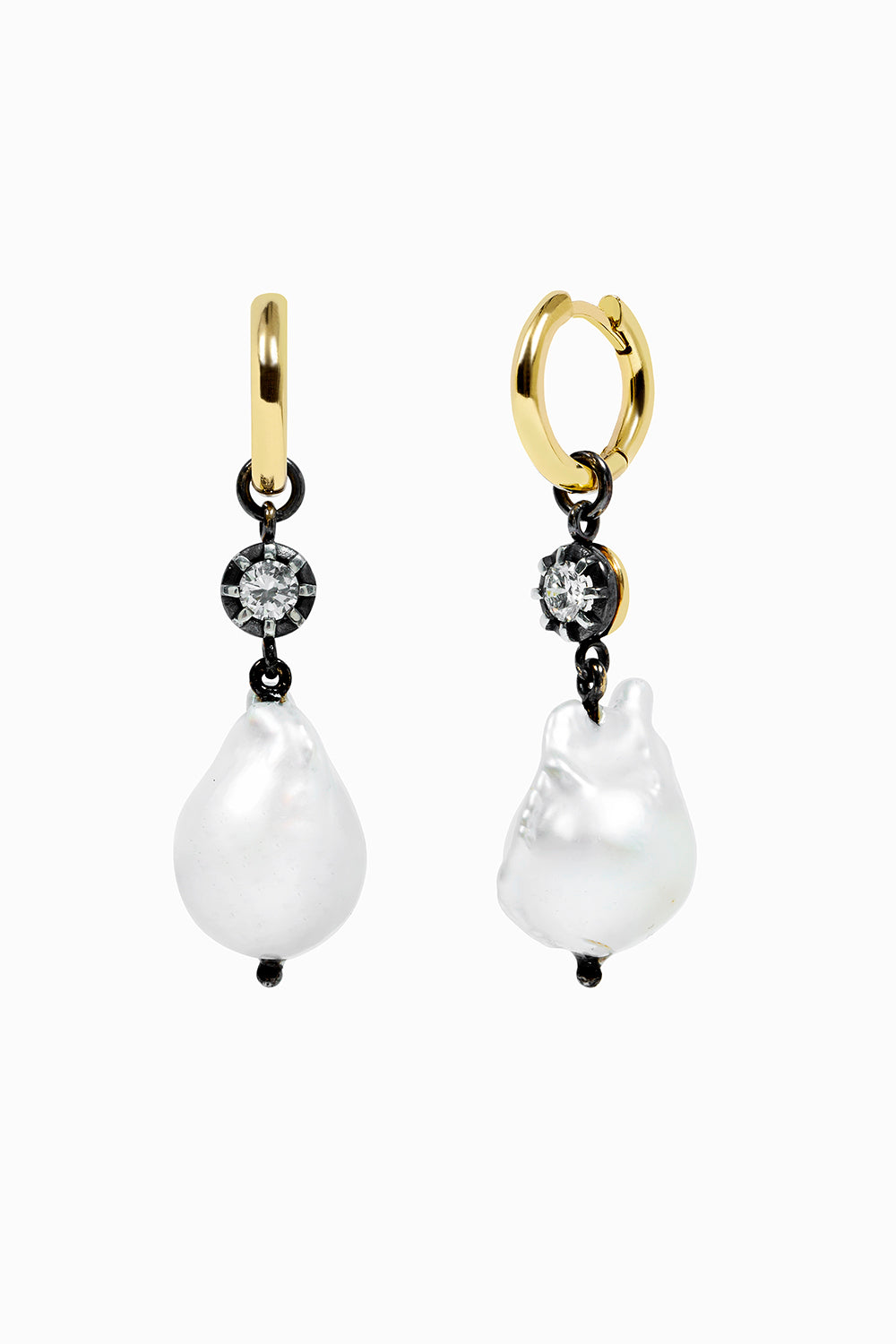 Midnight & Pearls hoop earrings