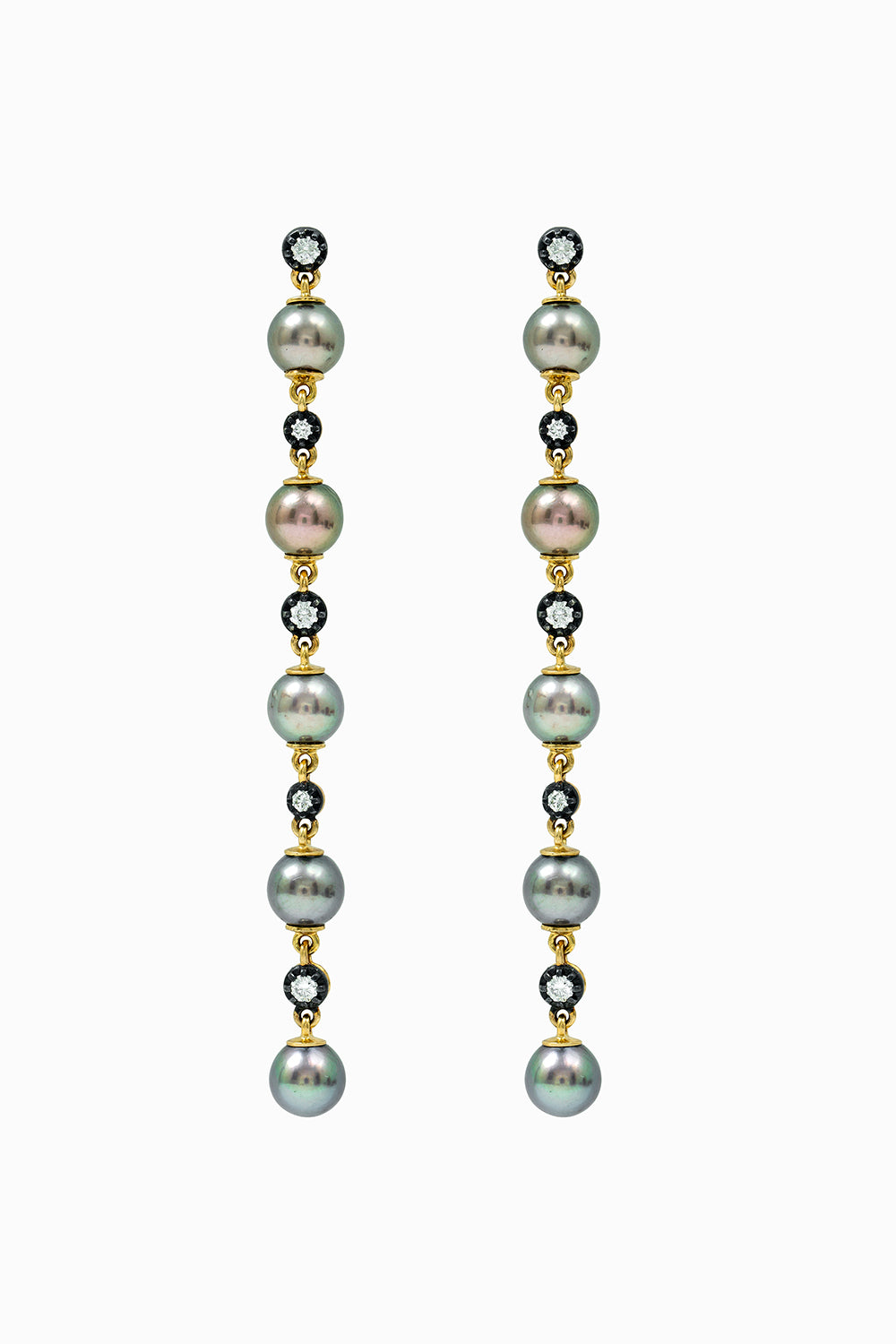 Pendientes largos de perlas marrones