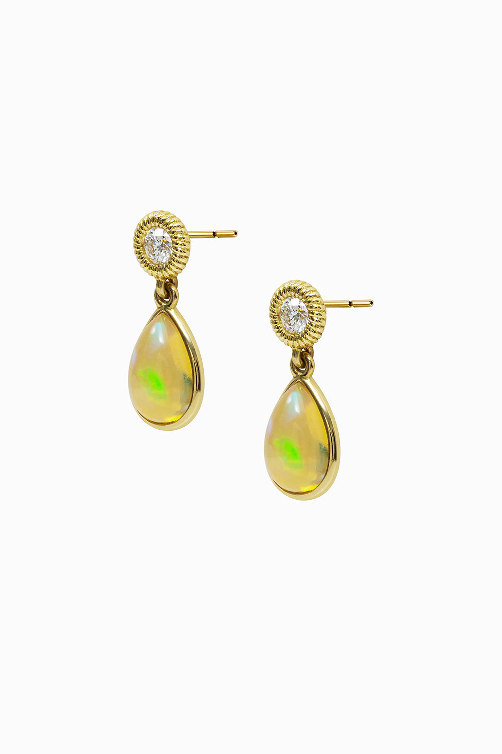 Pendientes ópalo & diamante