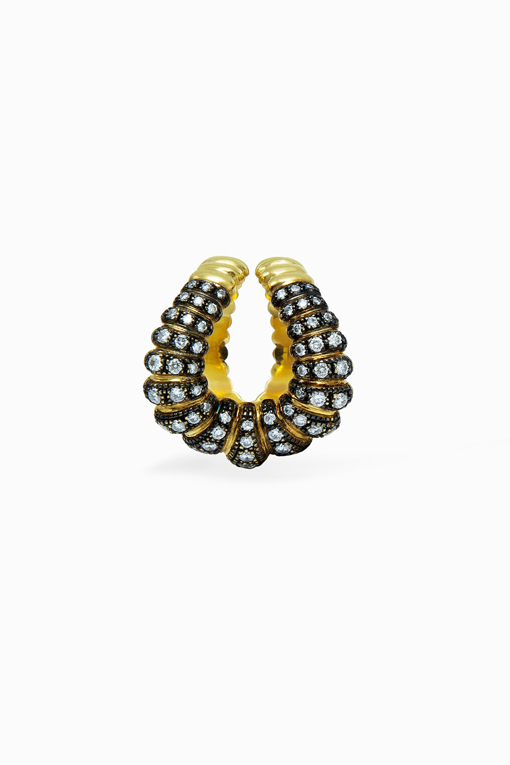 Anillo meñique Spiral rodio negro & diamantes