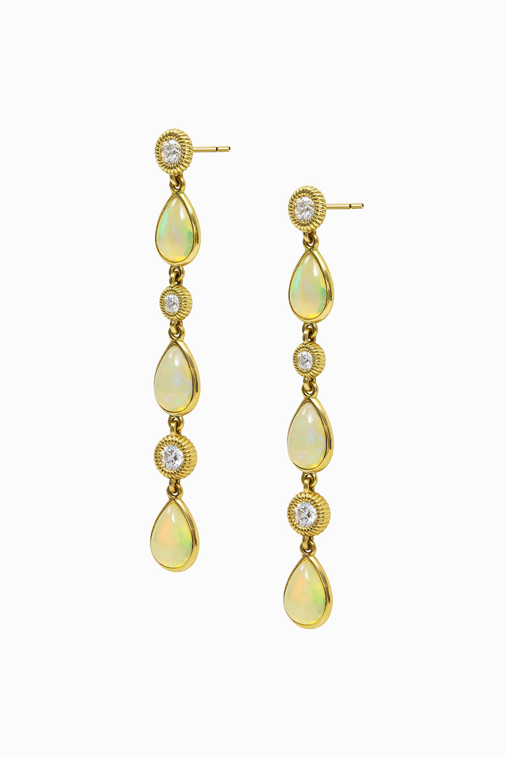 Pendientes largos de ópalos & diamantes