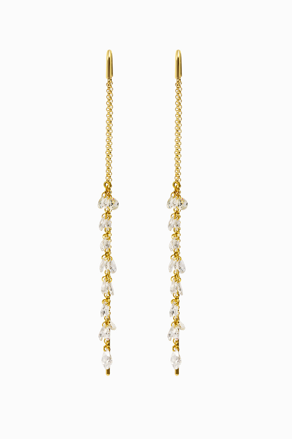 Rose laser chain long earrings