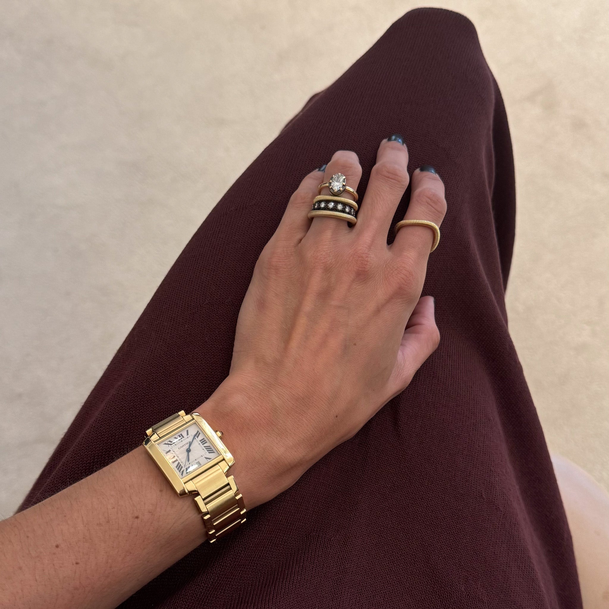 Anillo Midnight solitario oval