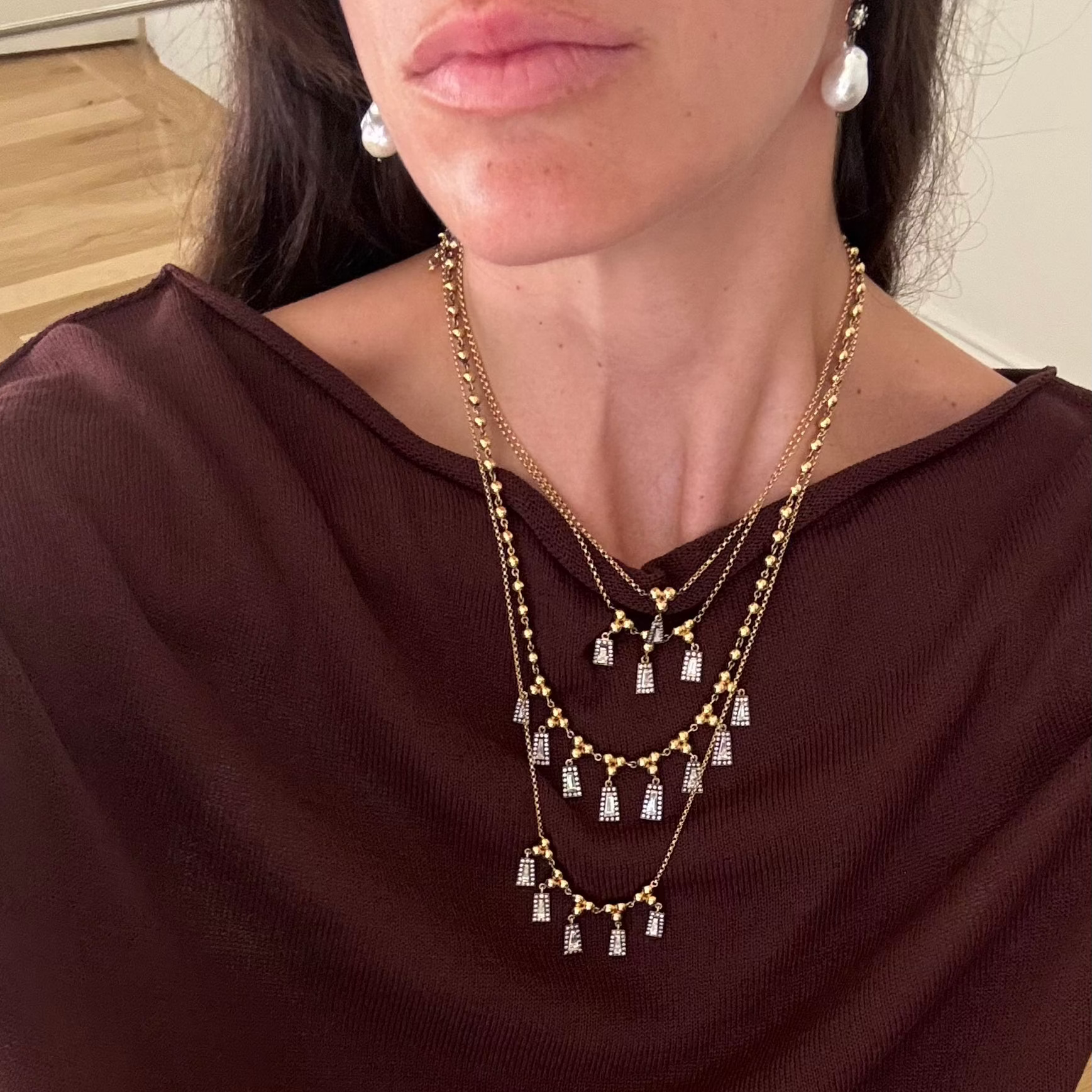 Midnight three taper necklace