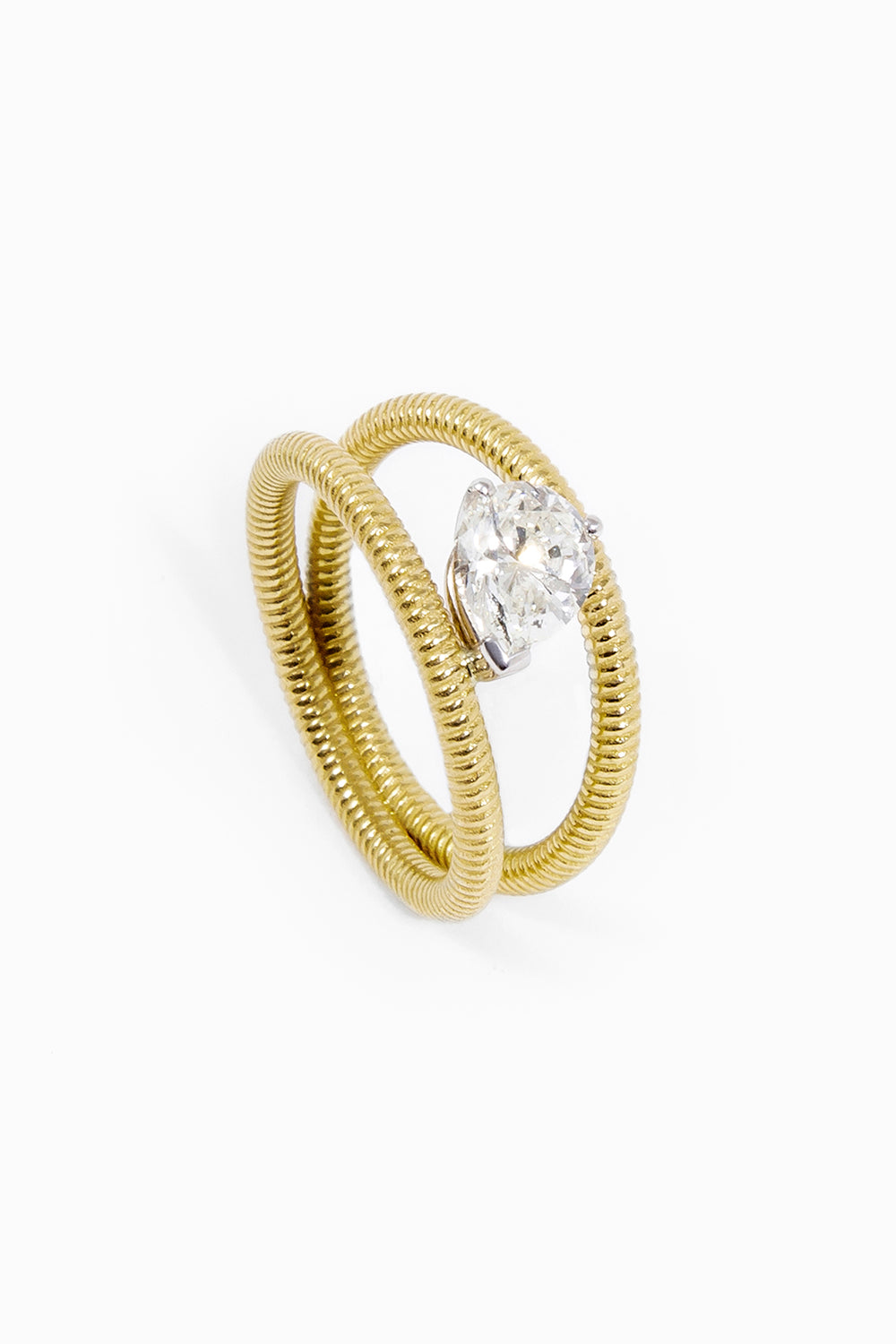 Anillo Cabo solitario pera