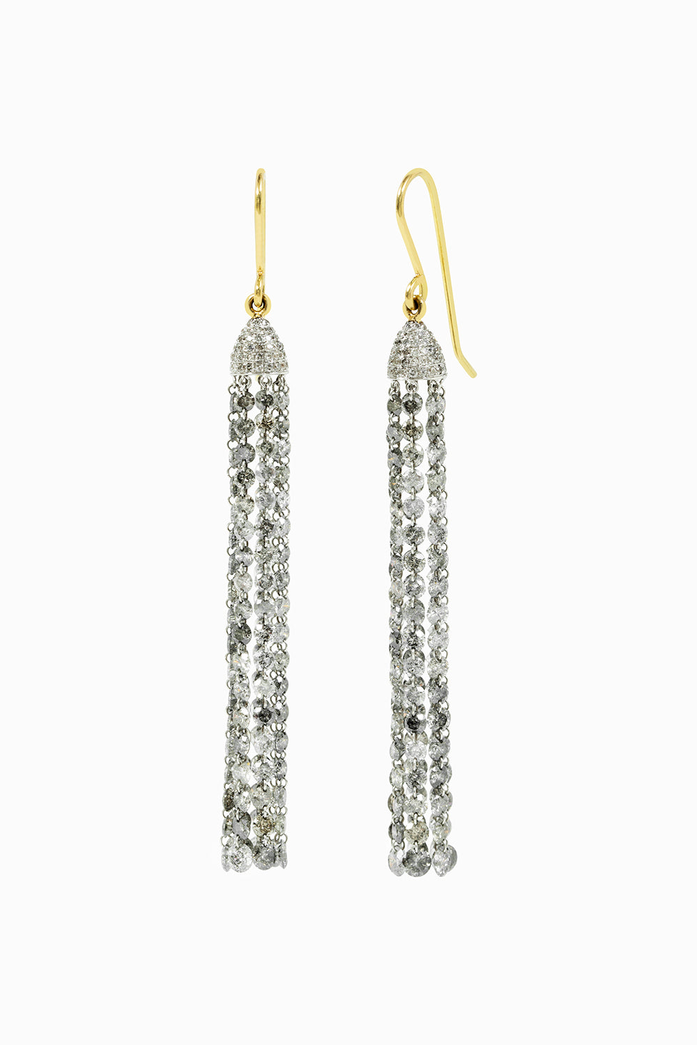 Pendientes cascada diamantes grises