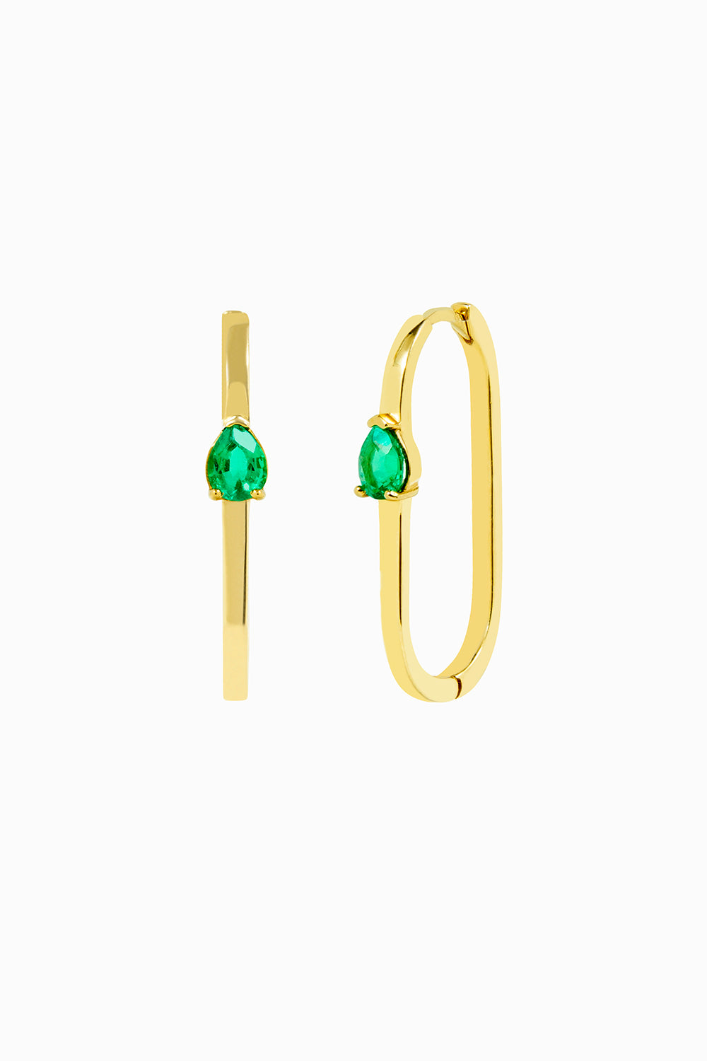 Emerald square hoop earrings