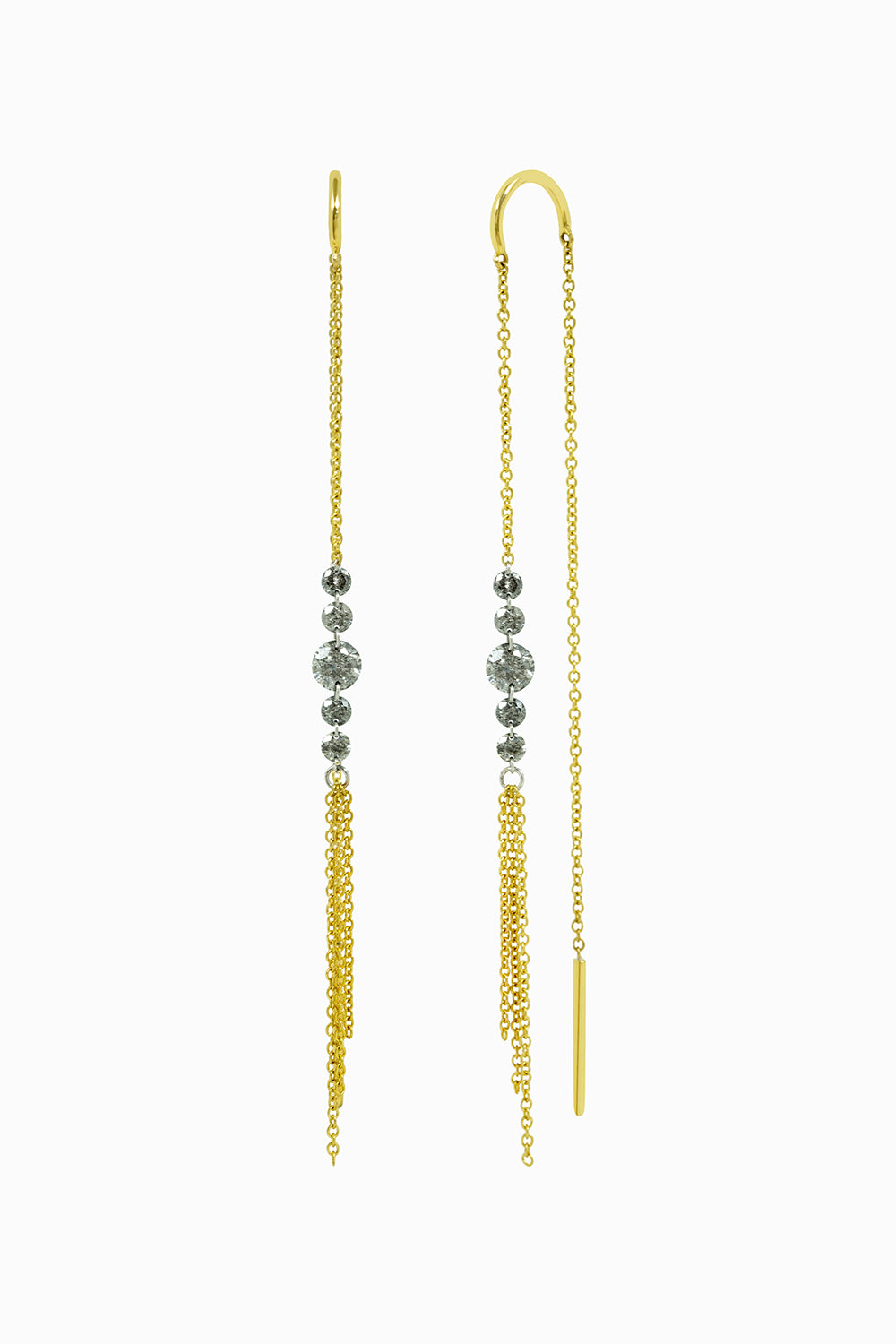 Pendientes láser chain grises & amarillos
