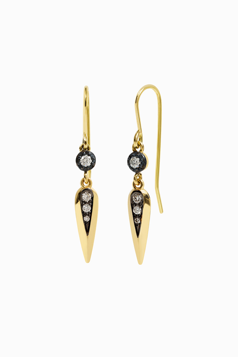 Midnight yellow feather earrings