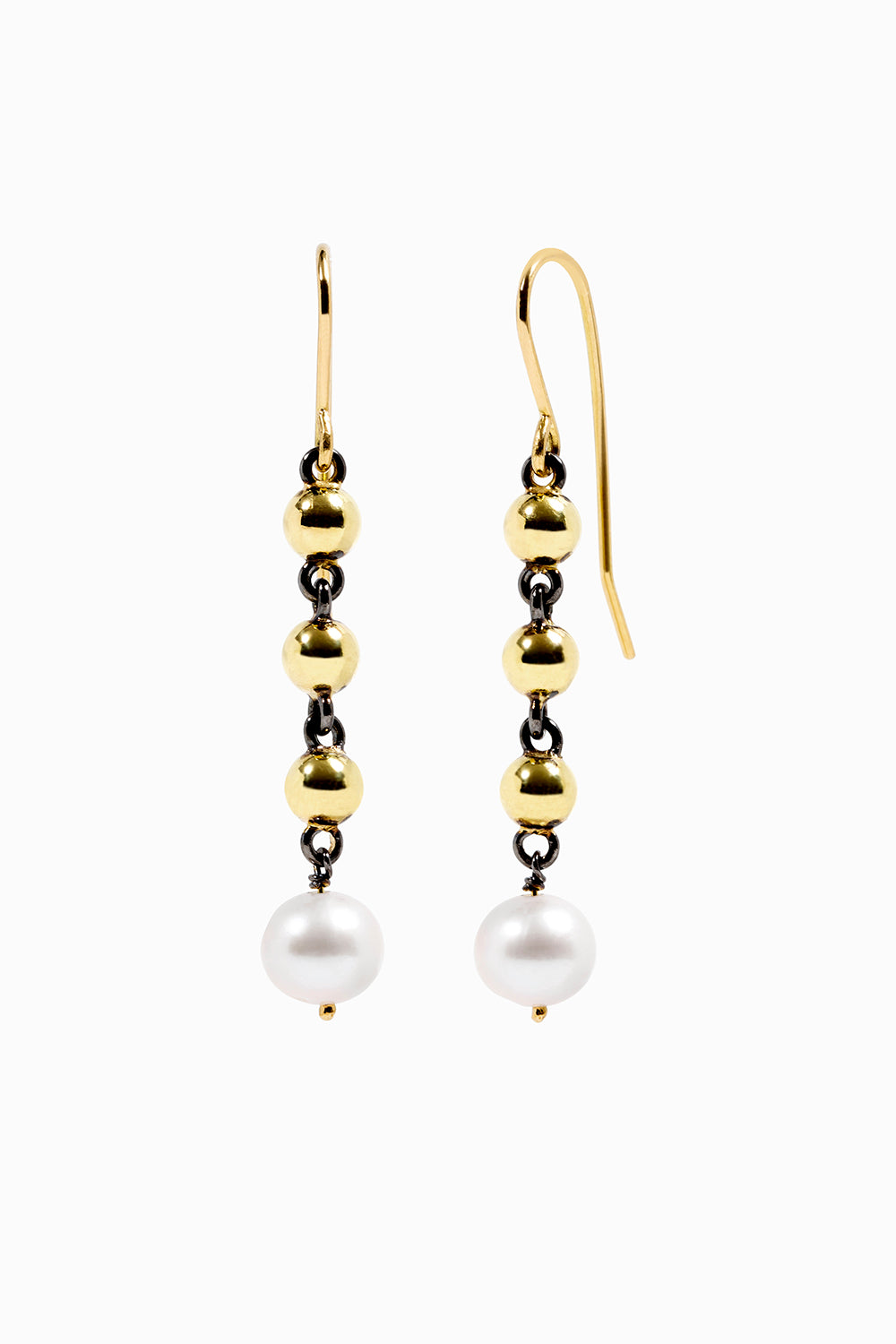 Long earrings 3 balls with pearl