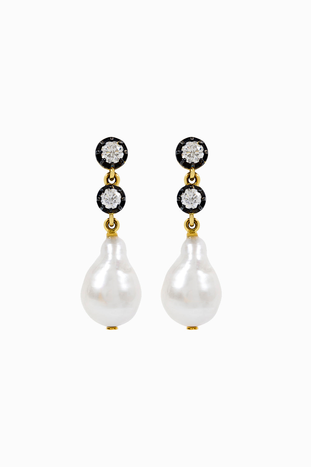 Pendientes Midnight & perlas blancas