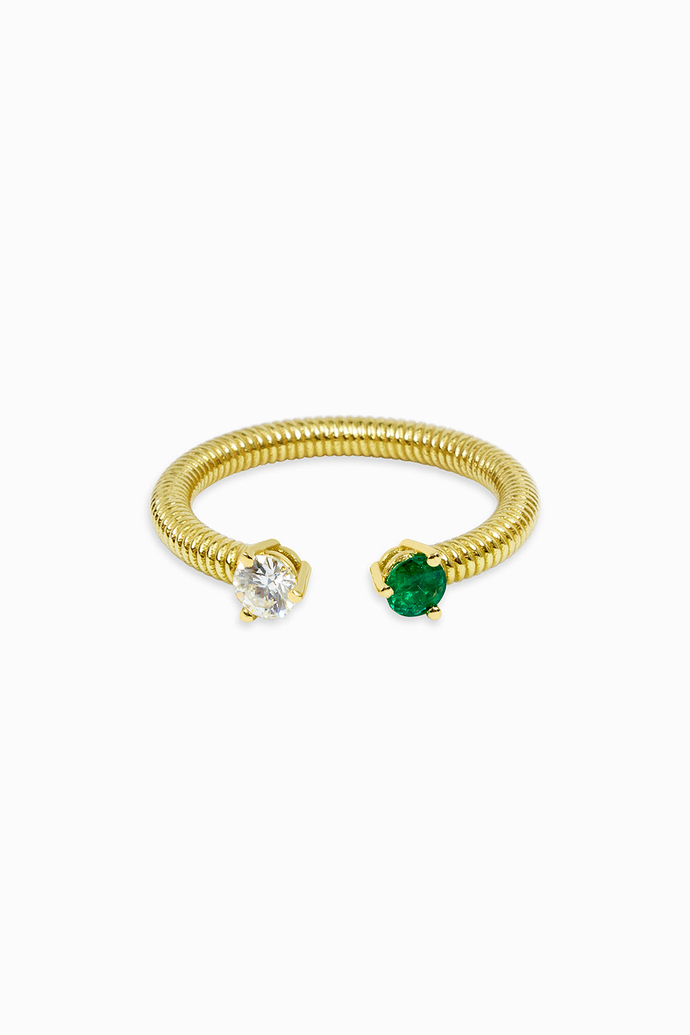 Cabo open ring diamond & emerald