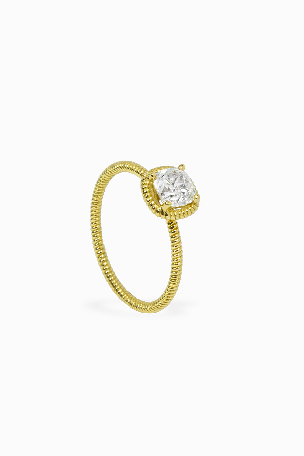 Mia cushion solitaire ring