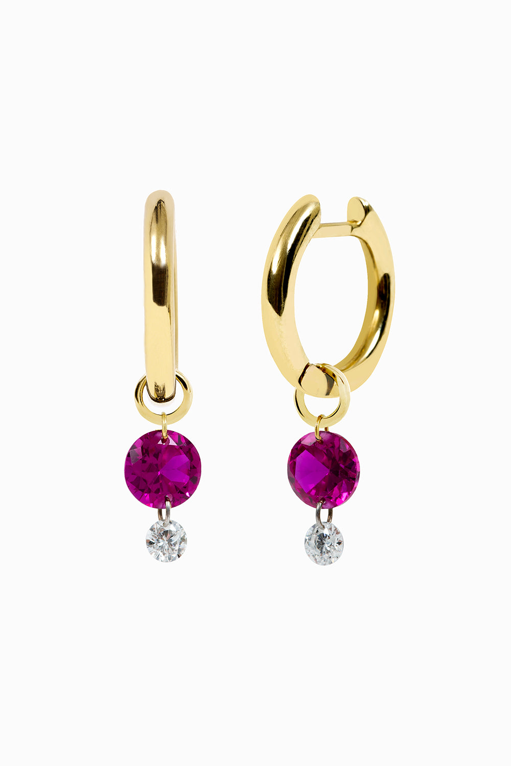 Ruby and diamonds hoop earrings