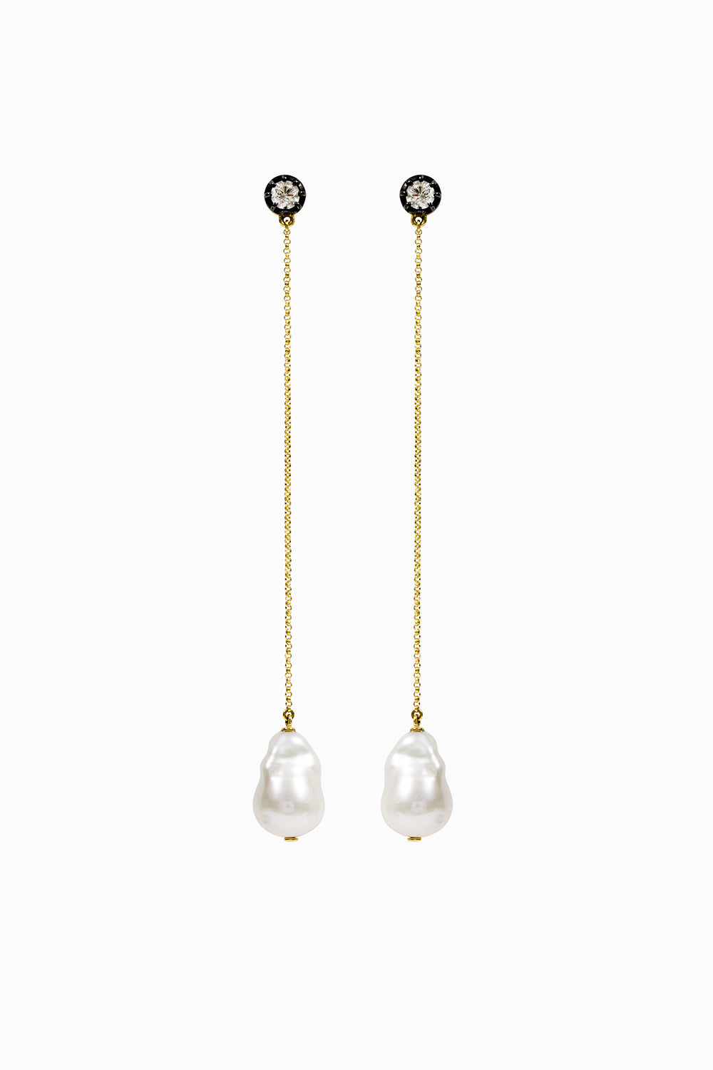 Pendientes largos perlas con cadena