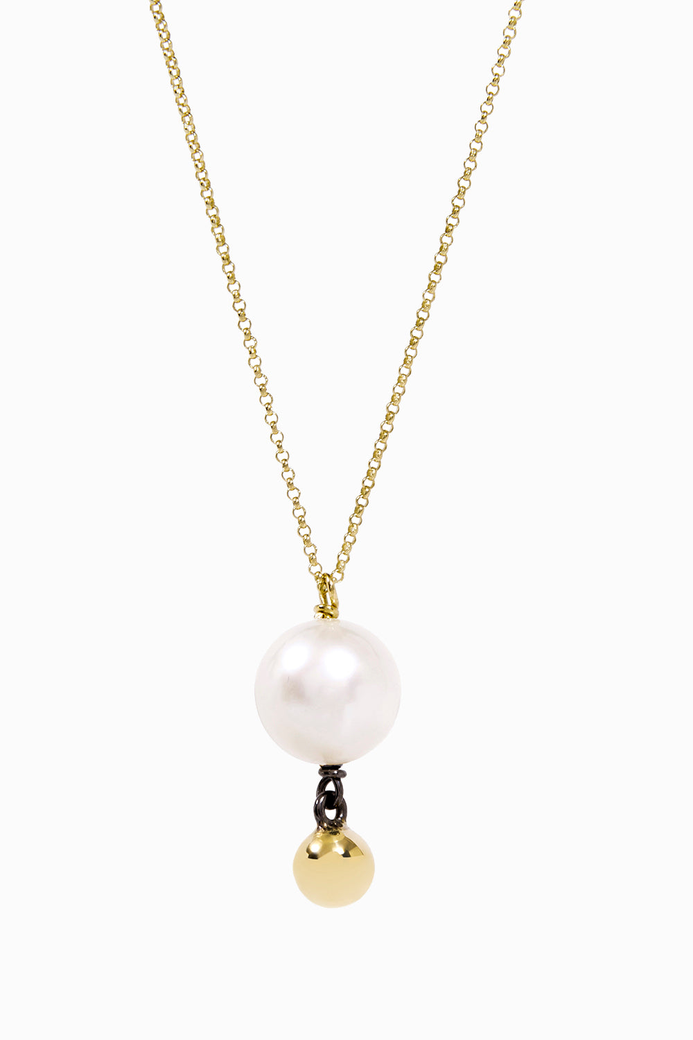 Pearl and ball pendant necklace