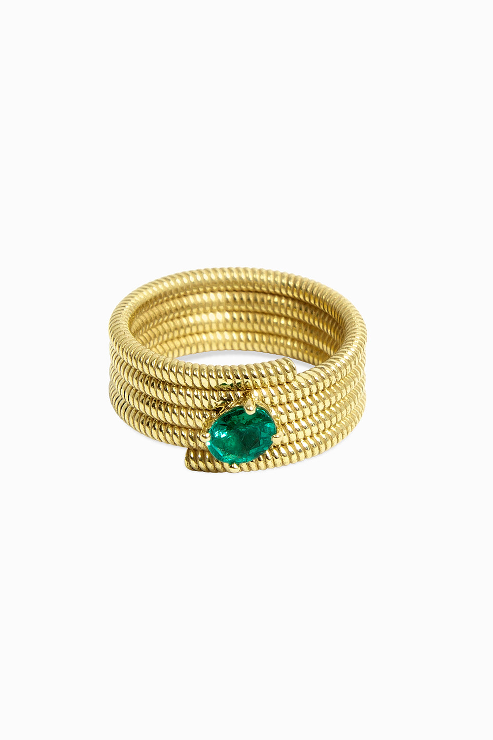 Cabo twist emerald pinky ring