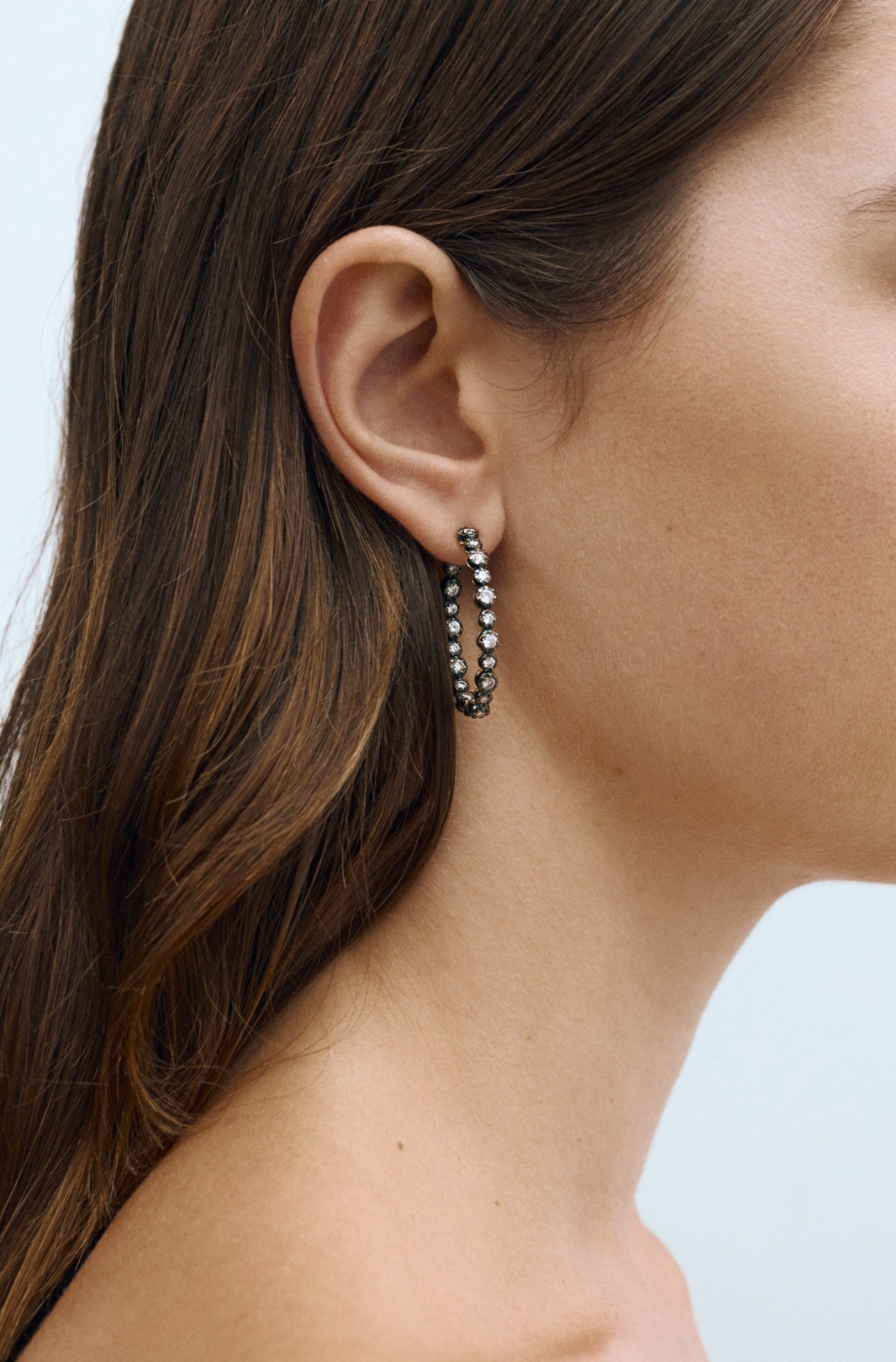 Midnight oval hoop earrings