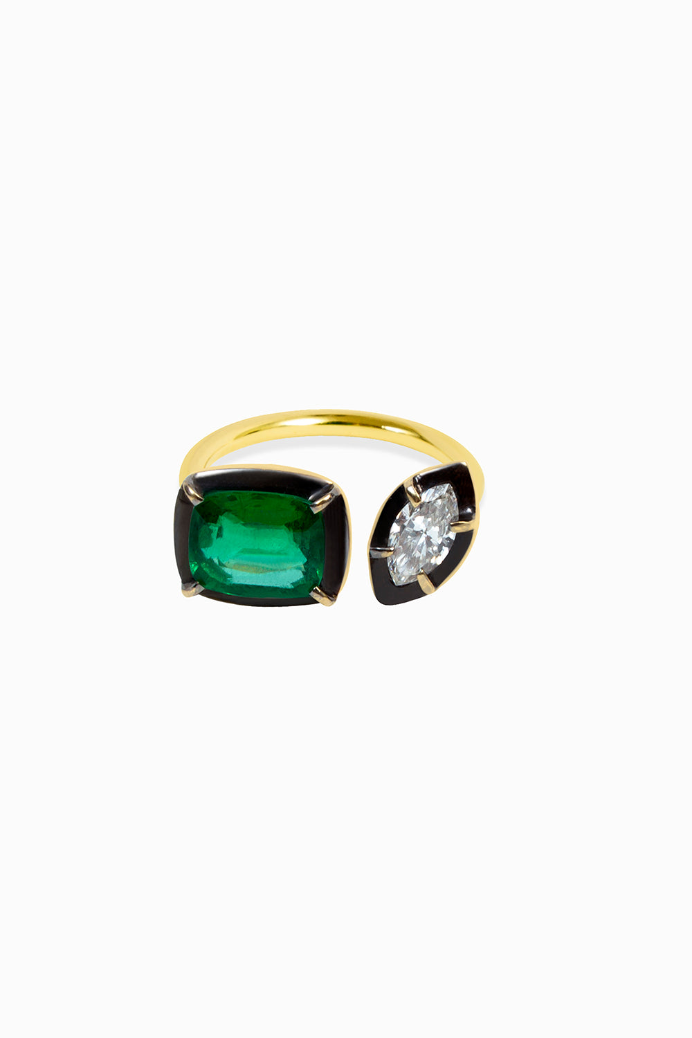 Emerald and marquise ring