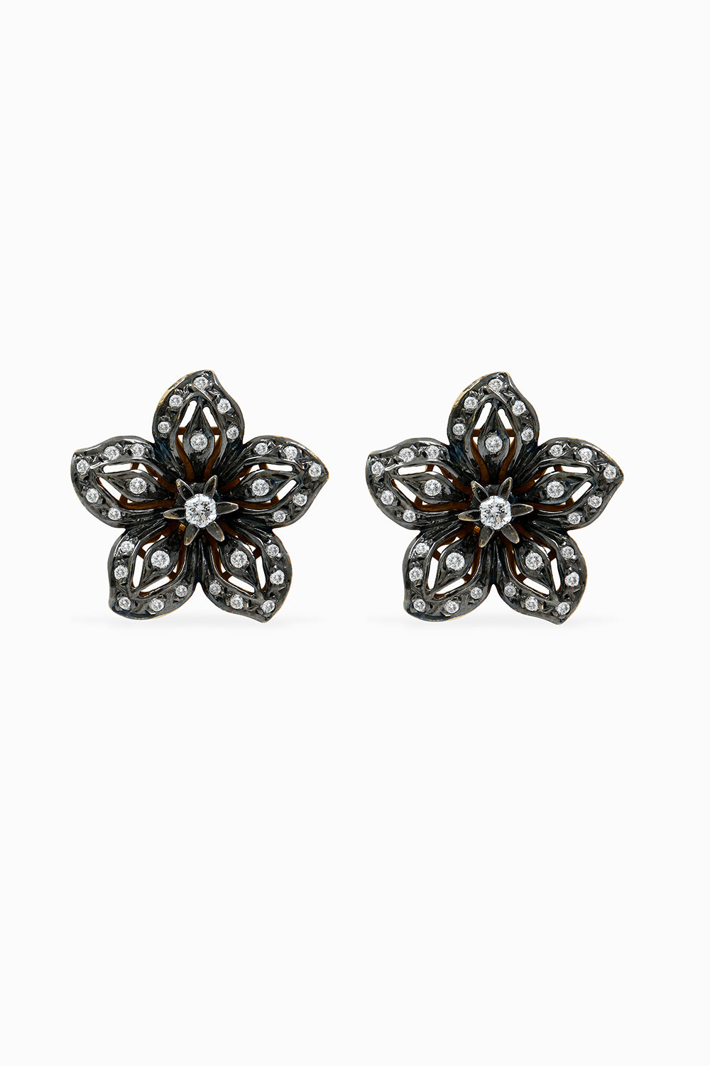 PENDIENTES ORO AMARILLO, DIAMANTES-RODIO NEGRO