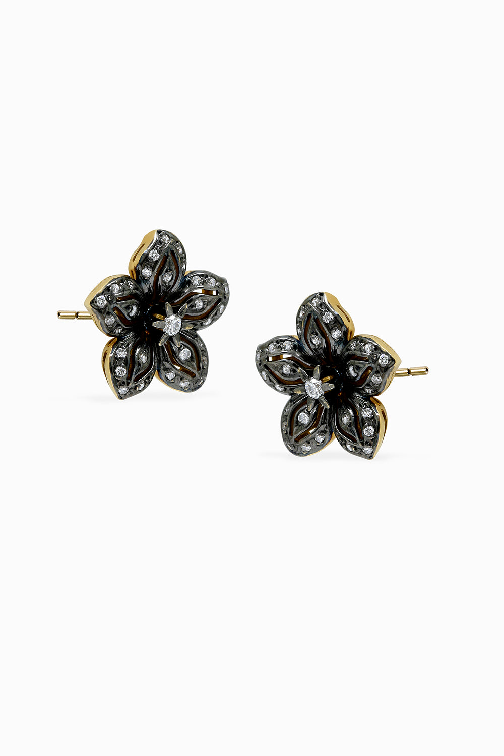 PENDIENTES ORO AMARILLO, DIAMANTES-RODIO NEGRO