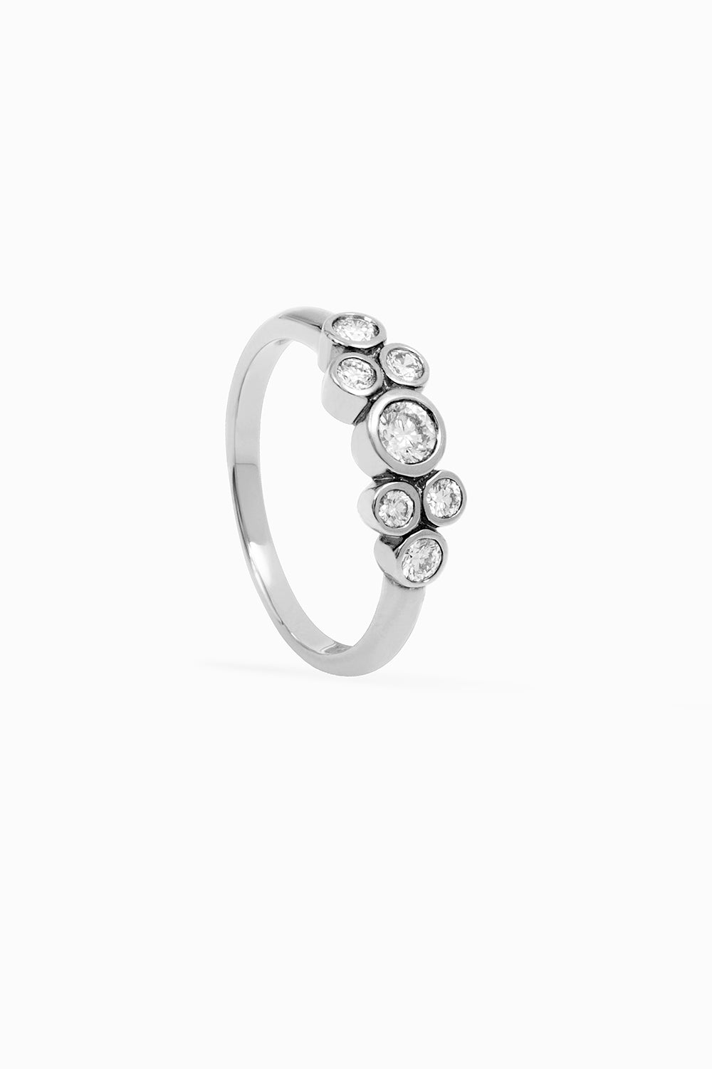 ANILLO DE ORO BLANCO, DIAMANTES