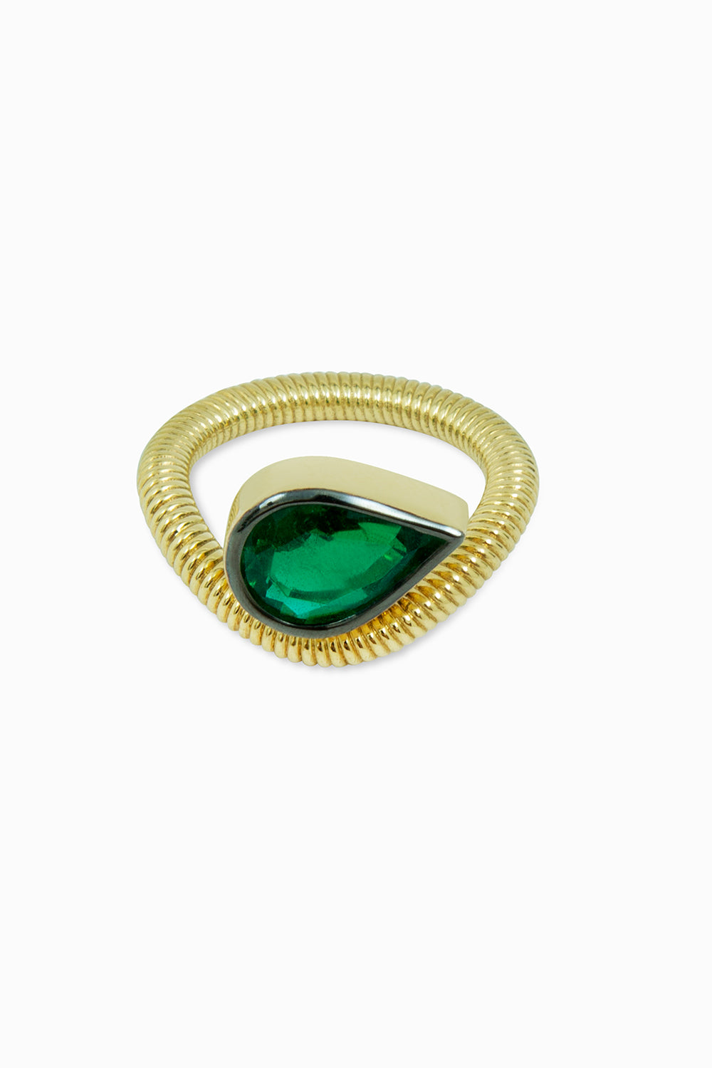Pear emerald ring