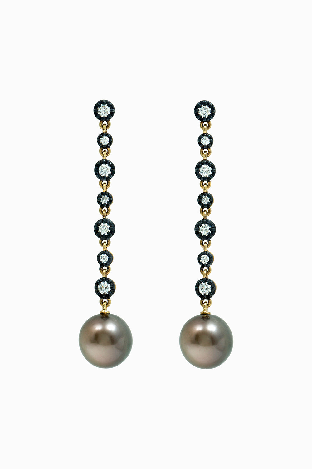 Midnight & brown pearls earrings