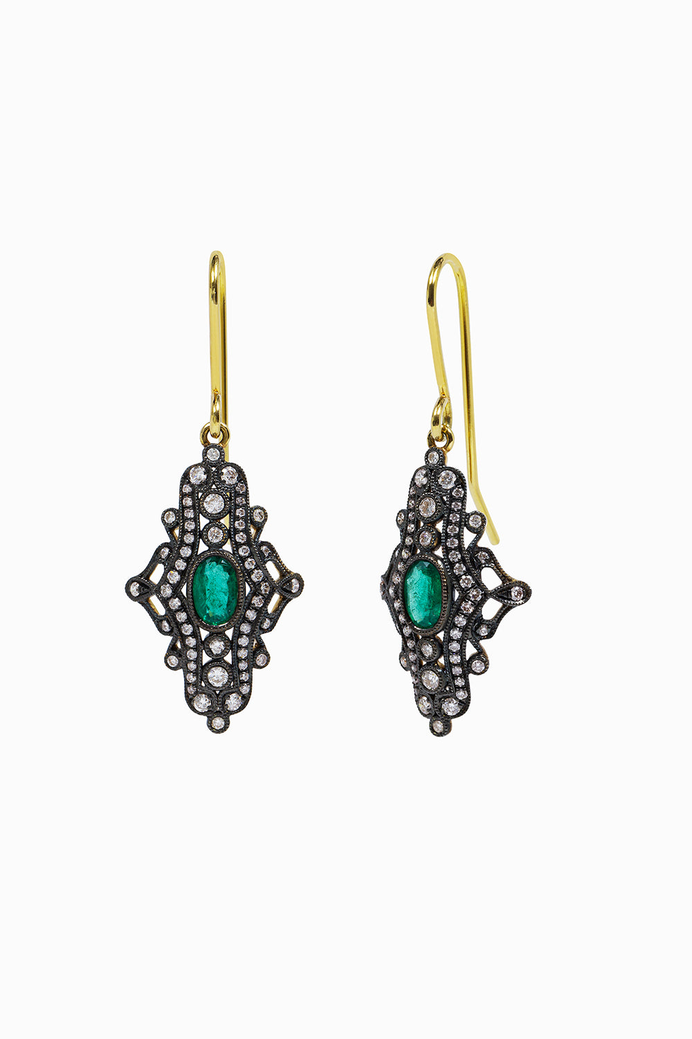 Oval emerald earrings