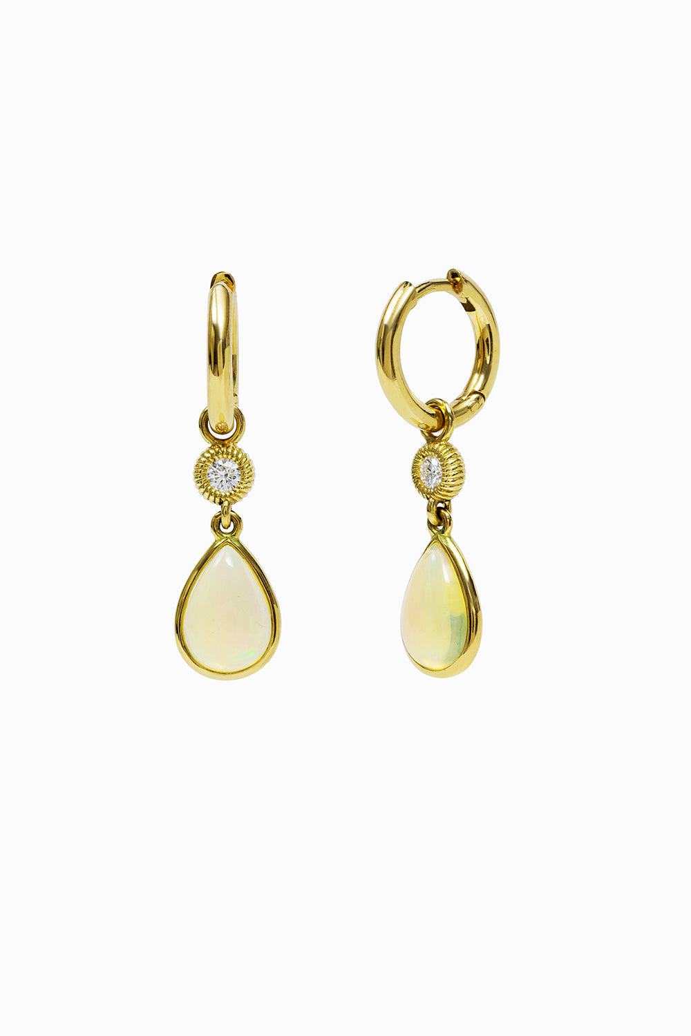 Opal & diamond hoop earrings