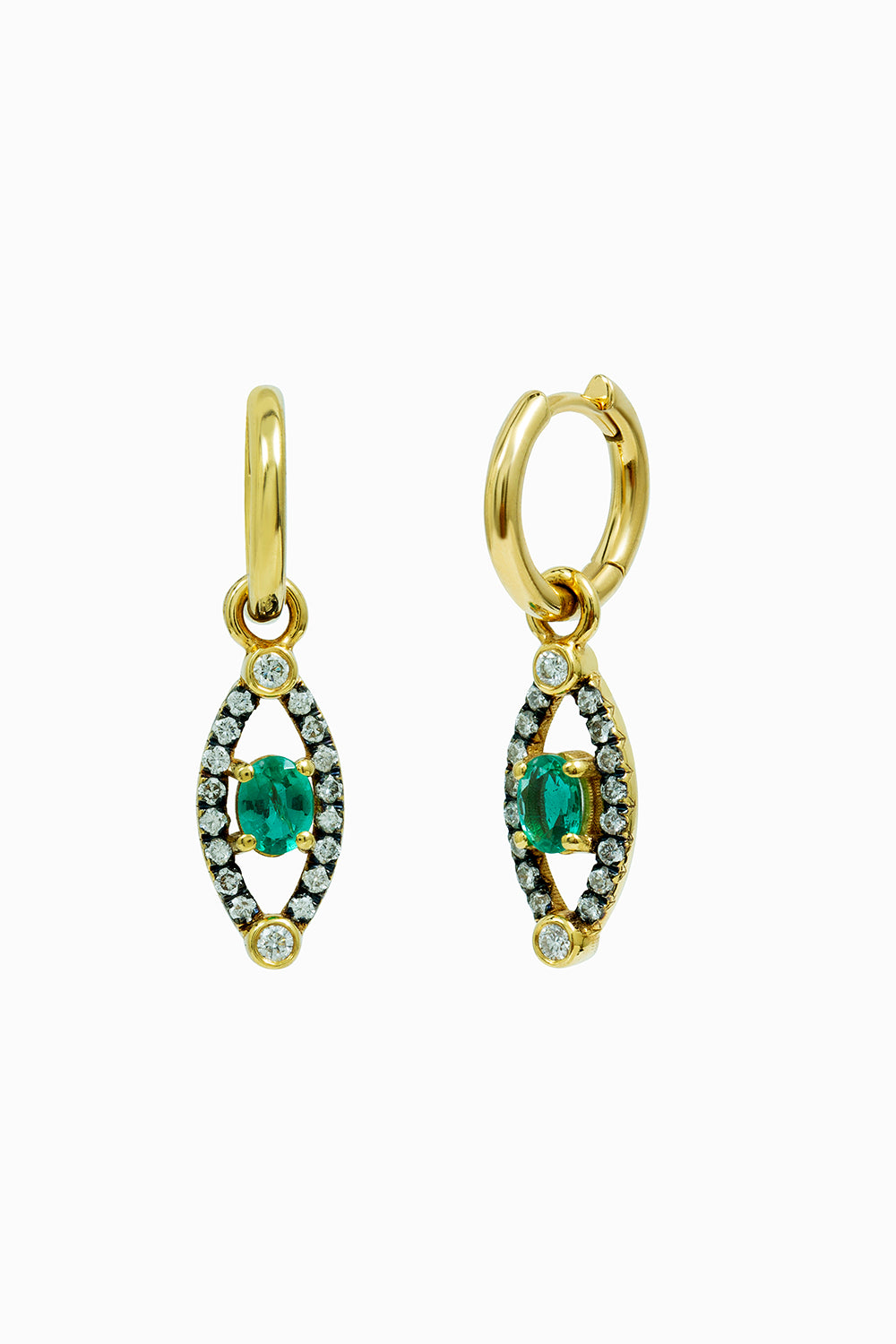 Eye emerald hoop earrings