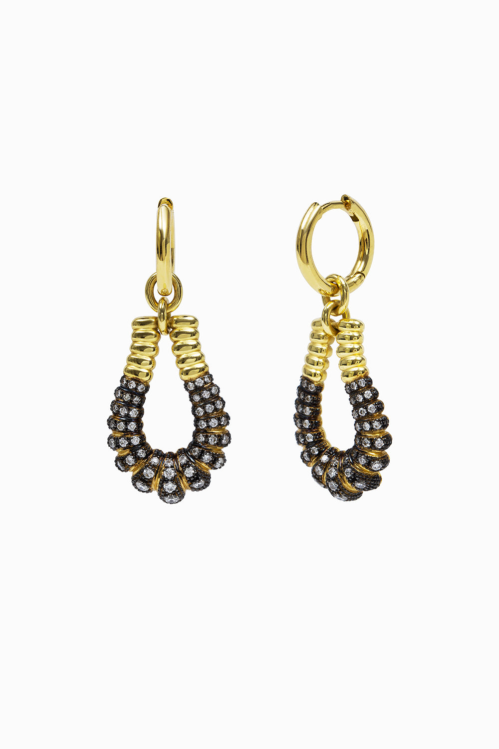 Spiral earrings black rhodium & diamonds