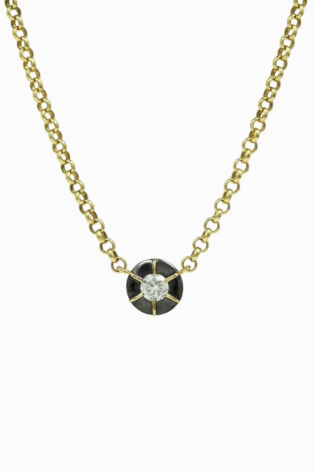 COLGANTE ORO AMARILLO, DIAMANTES-RODIO NEGRO