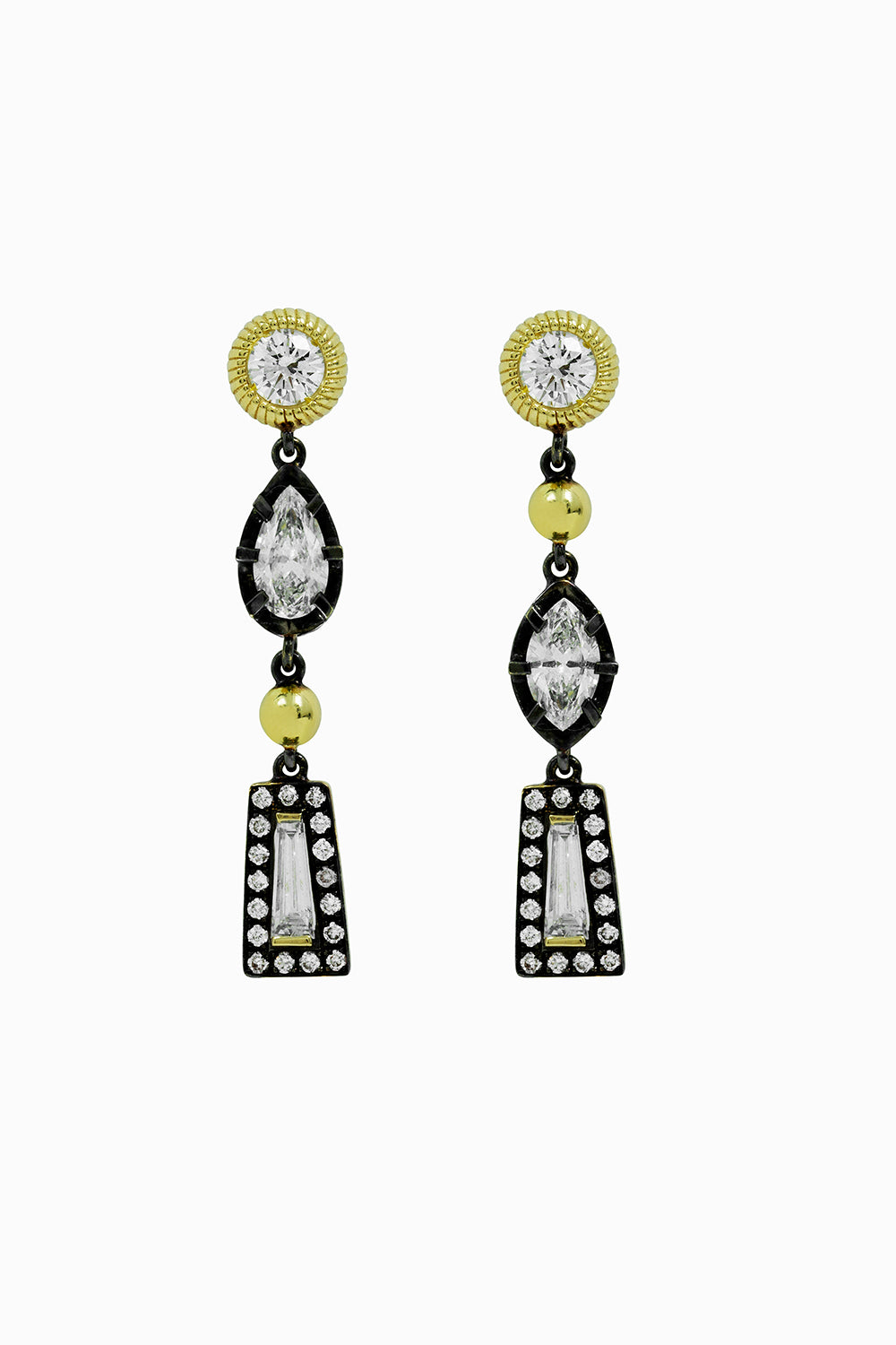 Taper and pear diamond earrings