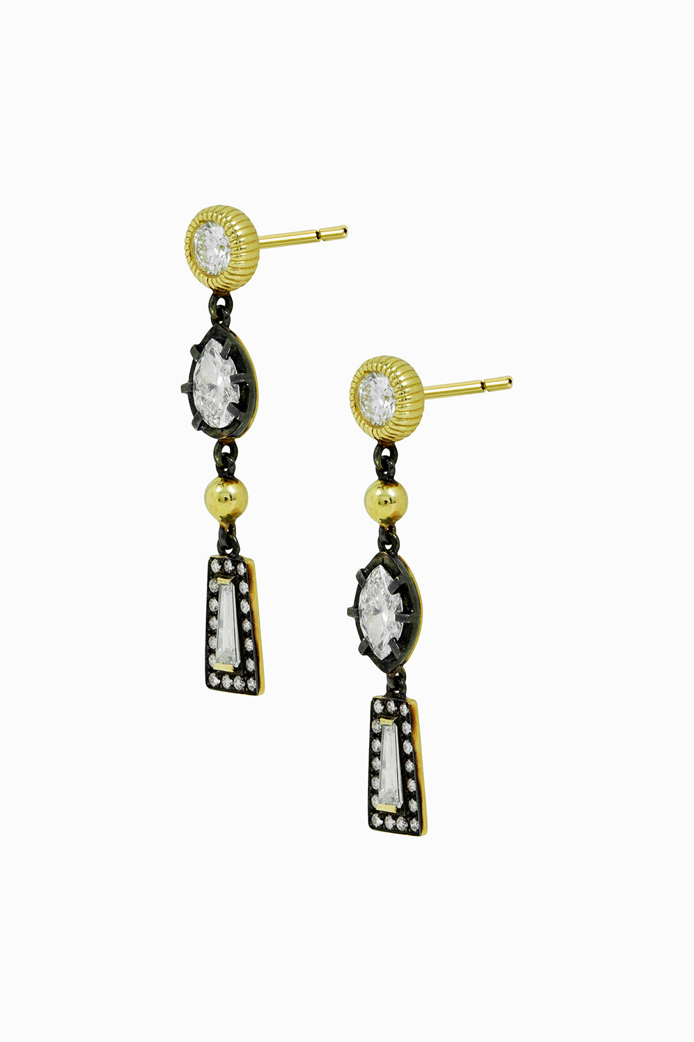 Taper and pear diamond earrings