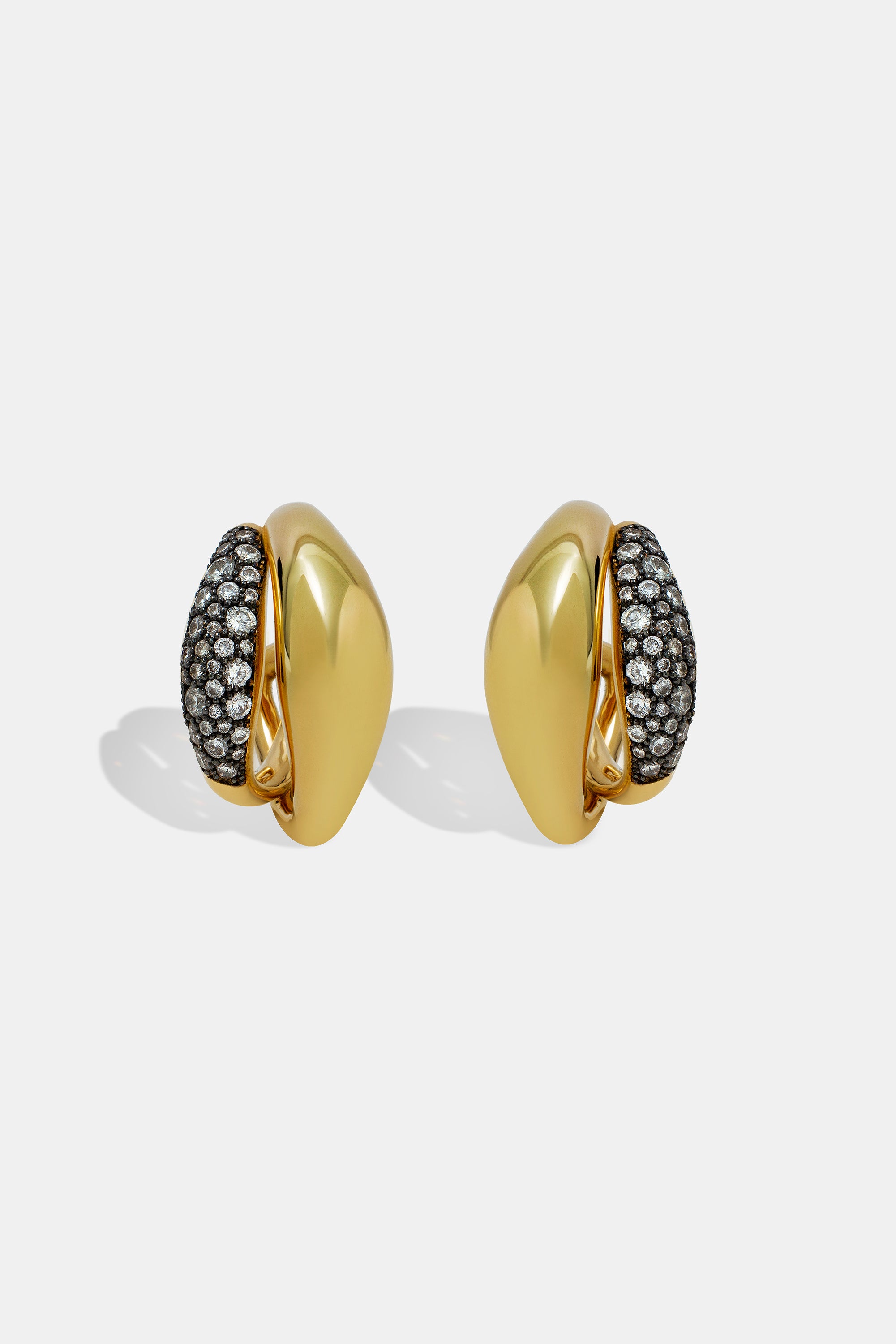 Pendientes Double Seeds rodio negro