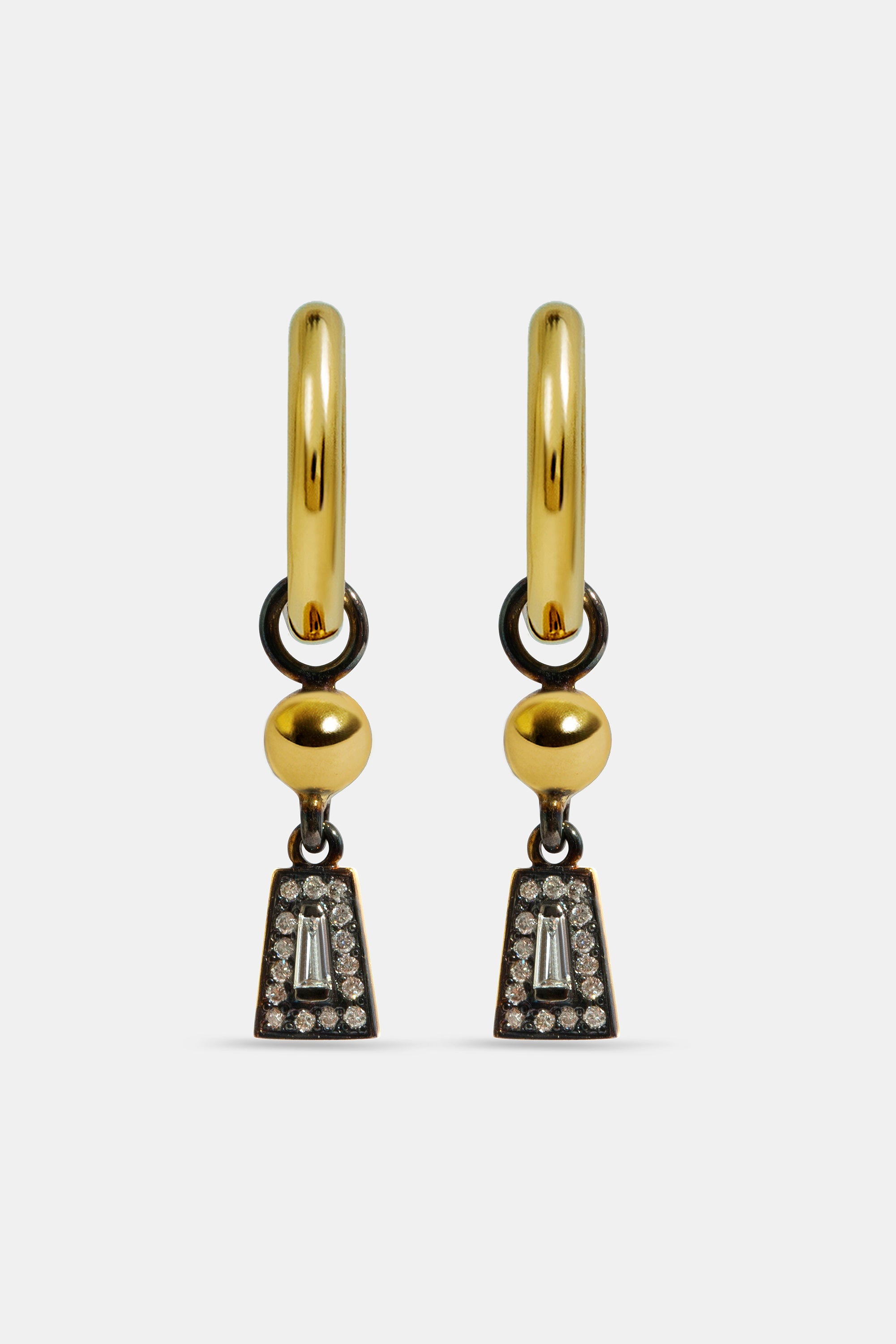 Midnight taper & ball hoop earrings