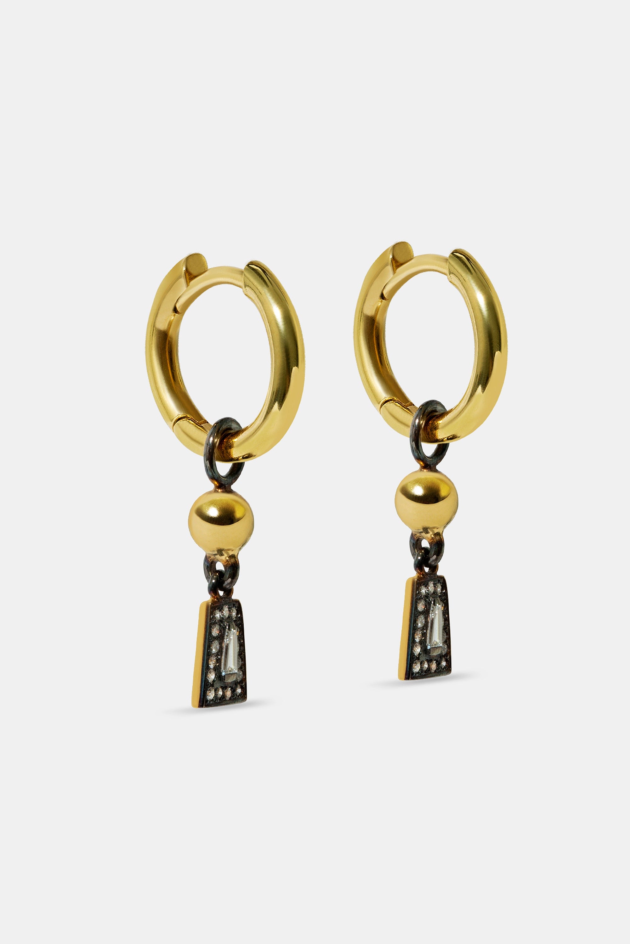 Midnight taper & ball hoop earrings