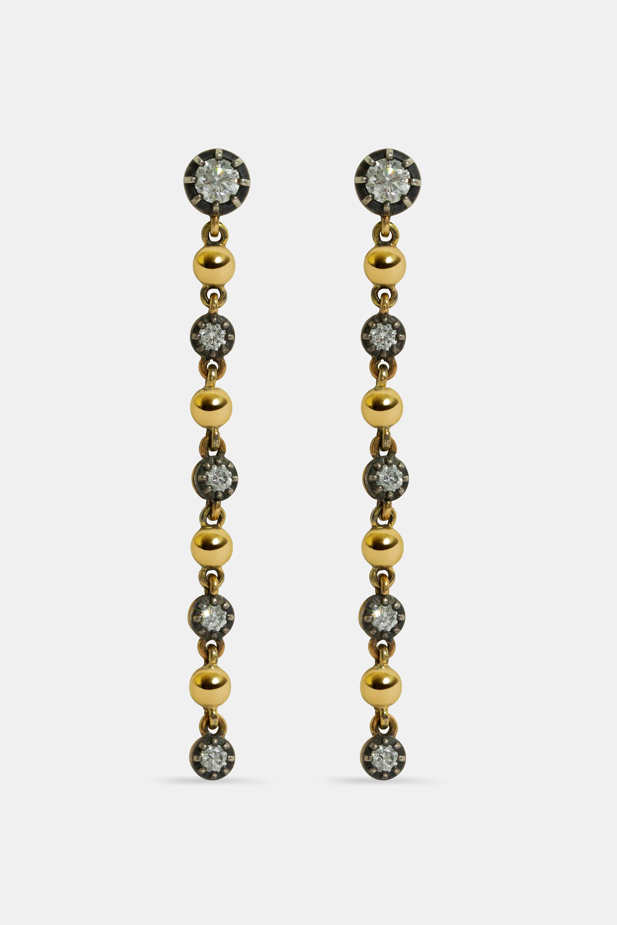 Balls and diamonds long earrings